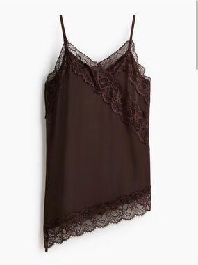 H&M Brown Lace Trim Satin Camisole